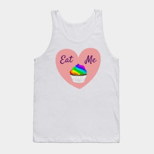 Eat Me LGBT rainbow cupcake love heart Tank Top